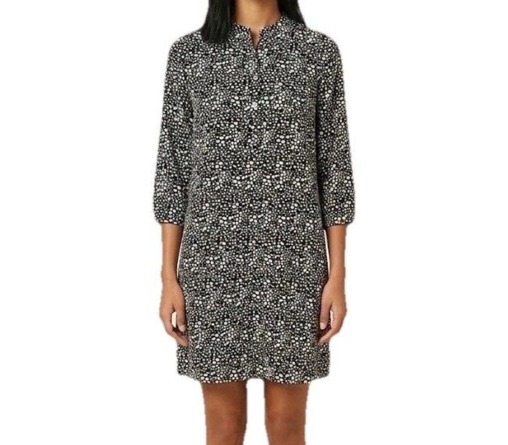 Forever 21 Women’s Black/White Animal Print Collared 3/4 Sleeve Shirt Dress L